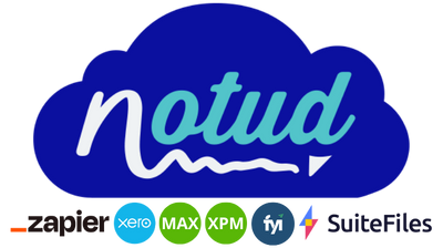 Notud Partners Logo (Zapier, Xero Blue, WorkflowMax Xero Green, FYI & SuiteFiles)